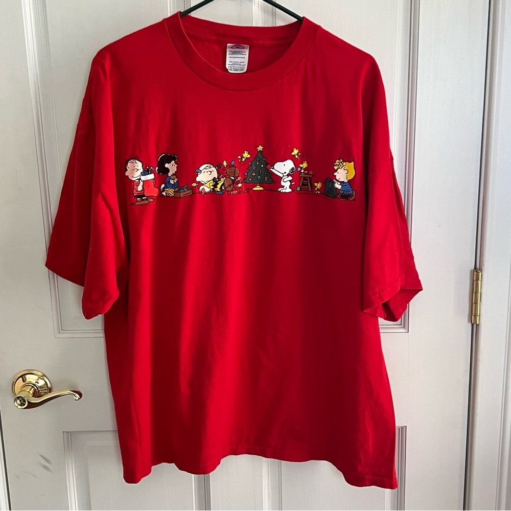 Mens PEANUTS DELTA PRO WEIGHT Pre-Shrunk 100% Cotton Holiday Tee Size 2XL